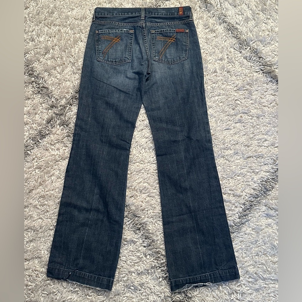 7 For All Mankind Women’s Dark Denim Low Rise Boot Cut Trouser Jeans